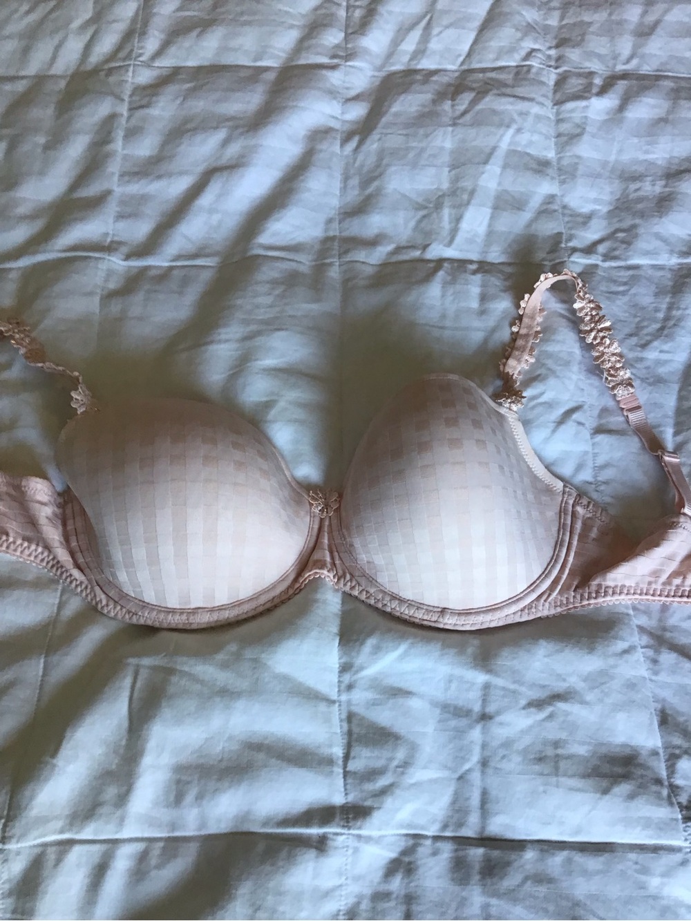 Everyday Light Pink Padded Bra with Subtle Check Pattern